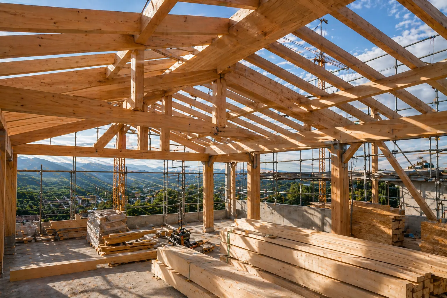 Lamellare abete coperture legno per cantiere